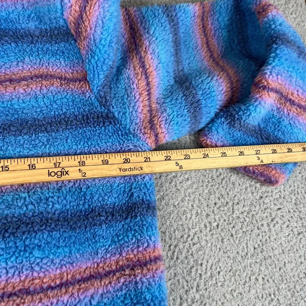 MOCK NECK Pullover Womens Large Blue Billabong Adventure Division Faux Fur